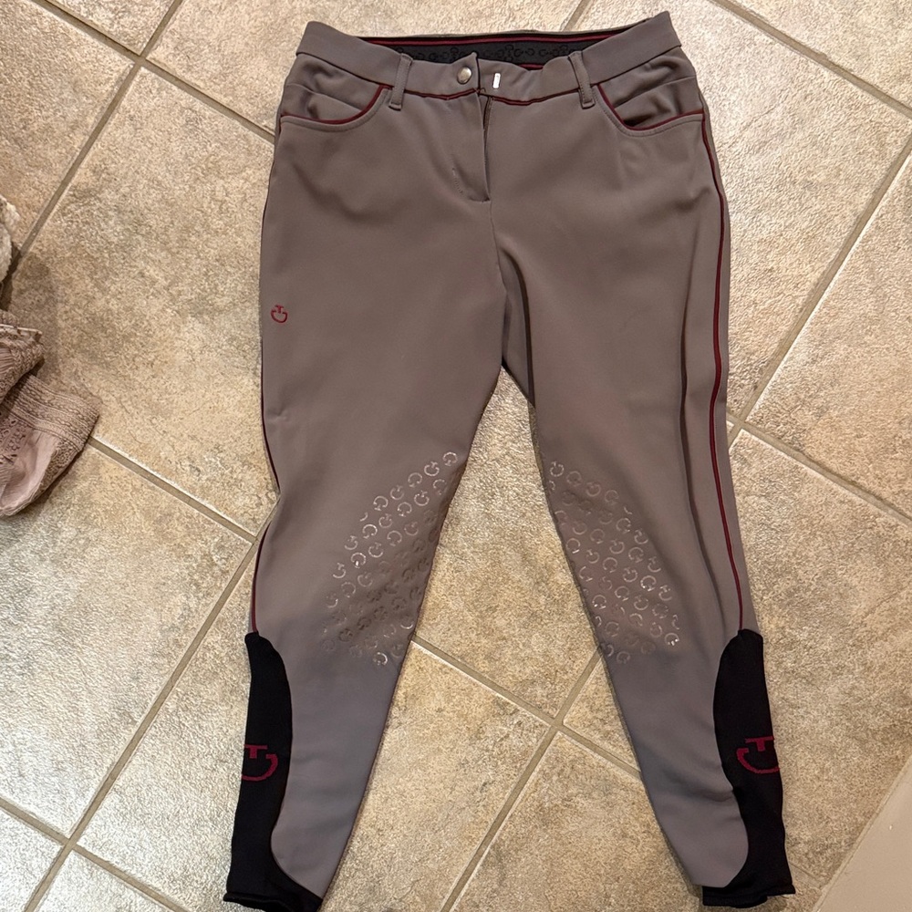 Gray and Black Cavalleria Toscana Breeches with Red Accents